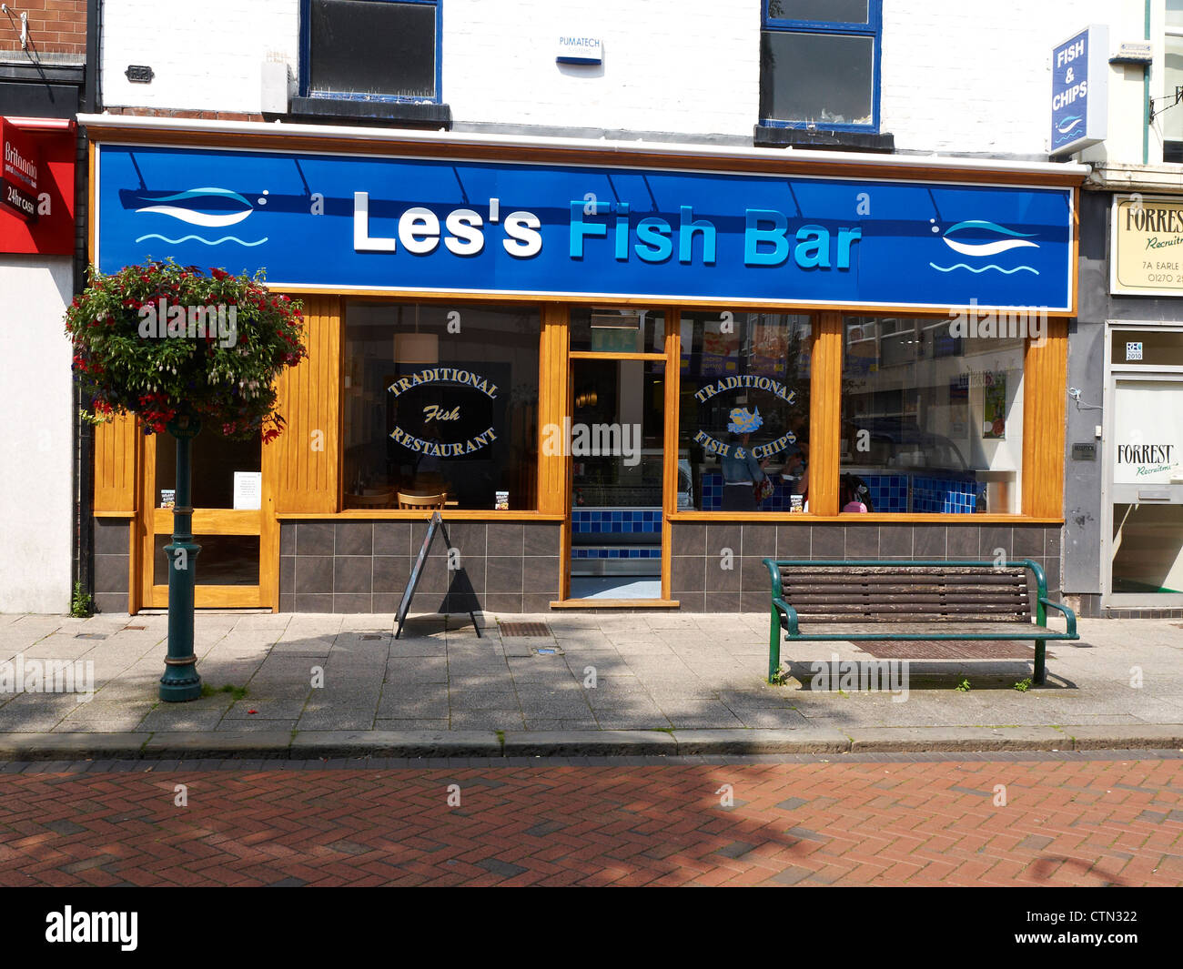The famous Les`s Fish Bar in Earle Street Crewe Cheshire UK Stock Photo